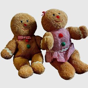 TY Beanie Babies Gingerbread Couple Hansel Gretal Christmas Bean Bag Tag 6" 2007